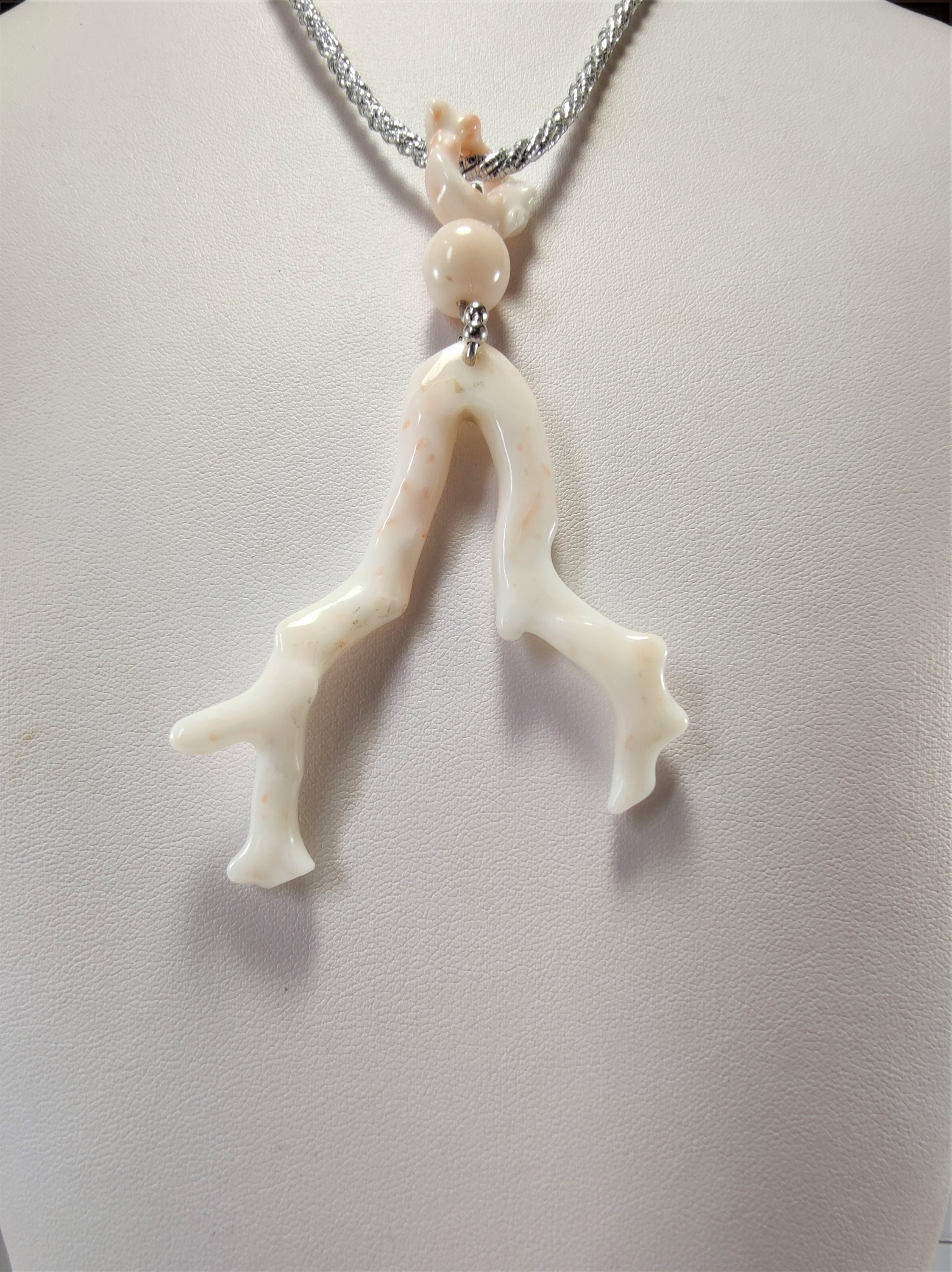 White Coral Branch Pendant Big MieleCorals Italian Jewelery Gift (NO