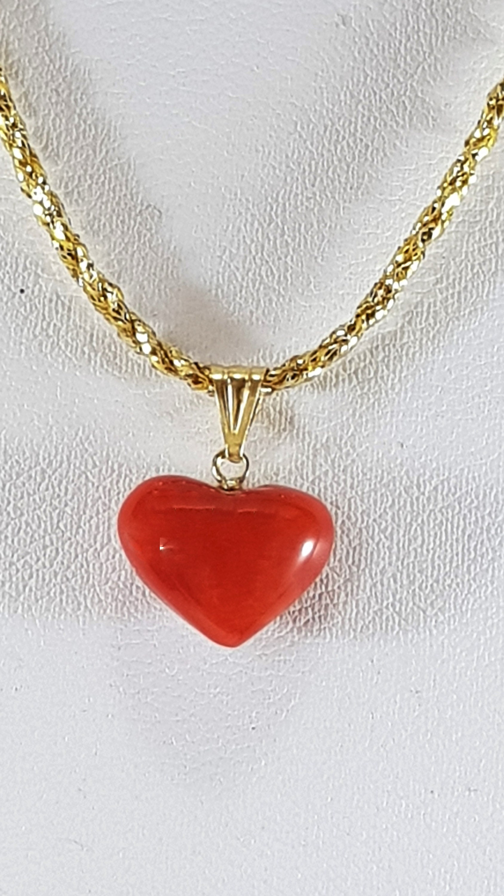 18 kt Red Coral Heart Pendant Italian Coral Jewellery MieleCorals Rojo ...