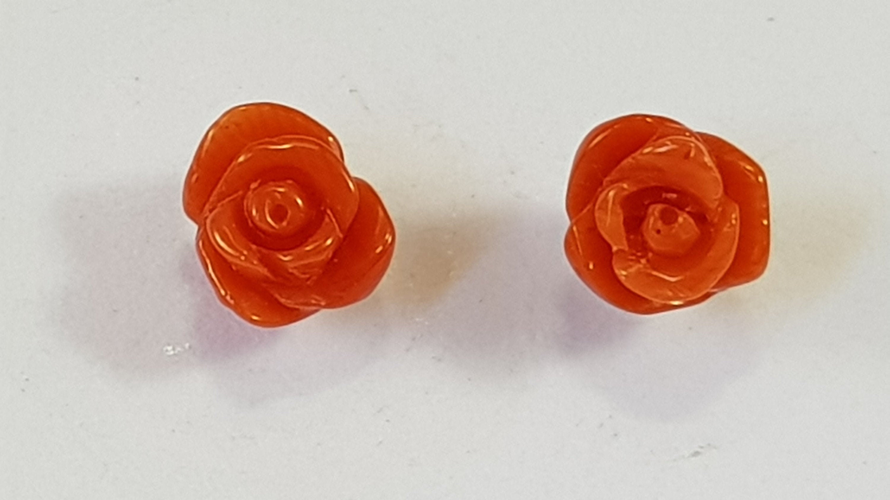 Little Roses Earring Mediterranean Red Coral Roses Earrings Rose Carved