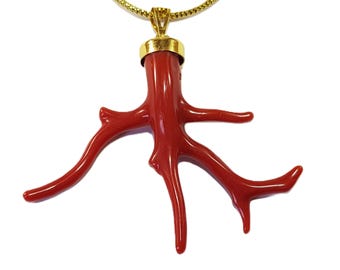 Coral Branch Pendant  Dark AAA Quality Italian Koraal Anniversary Gift  Not Dyed (NO-BAMBOO) Certificate