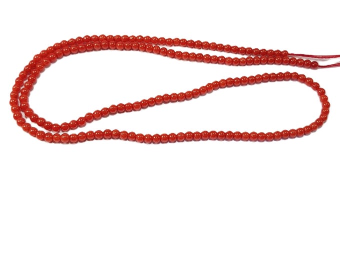 Red Coral 2.8mm 18kt Gold Necklace Dark red AAA Extra Quality Round Beads Minimalist Italian Coral  Not Dyed (NO-BAMBOO) Certificate