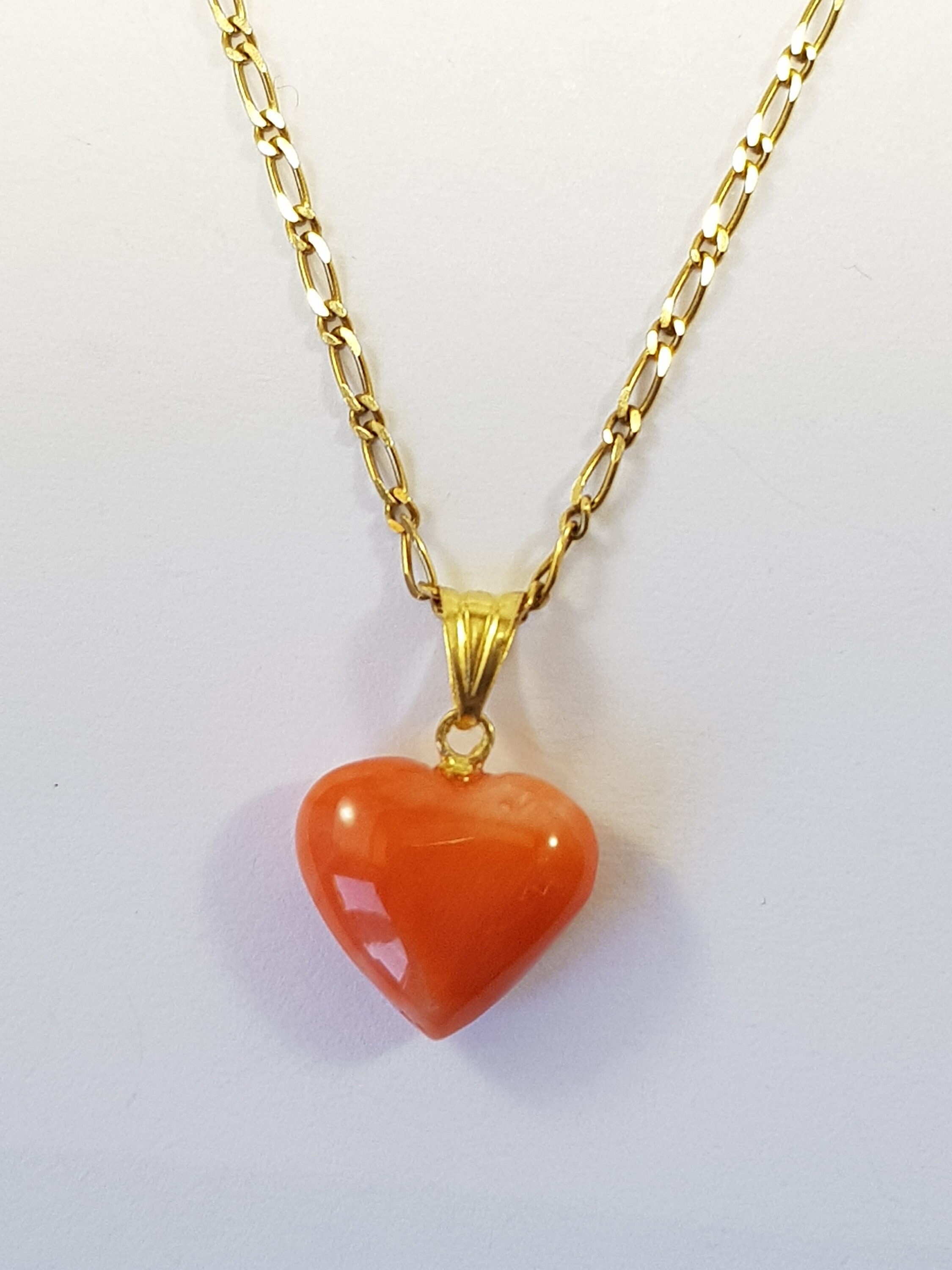 Gold 18kt Pink Coral Pendant Heart Italian Coral Jewellery MieleCorals