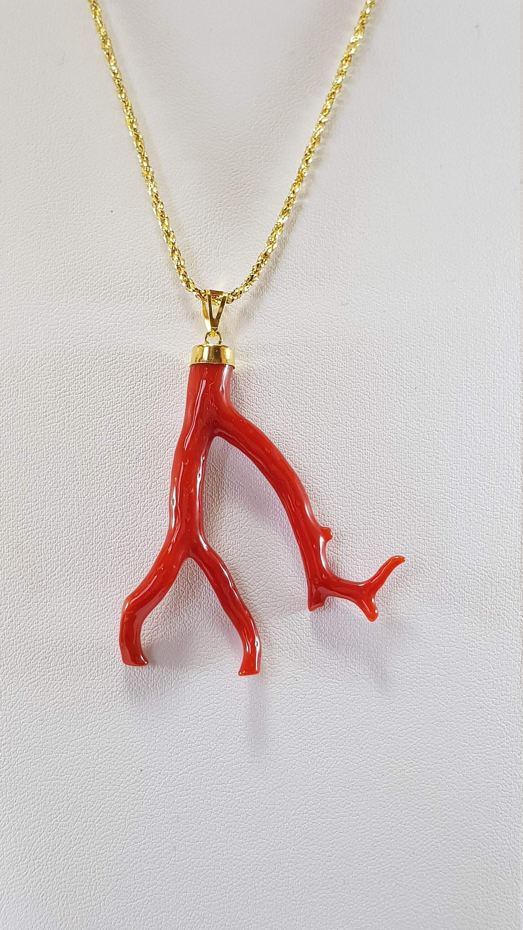 Collier Ancien En Corail Branches - Bijou Vintage - Magnifique