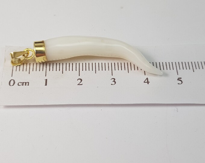Extra White Coral Horn Pendant Amulet Italy Man Jewels Cornicello Woman Italian Gift Genuine (NO-BAMBOO) Certificate