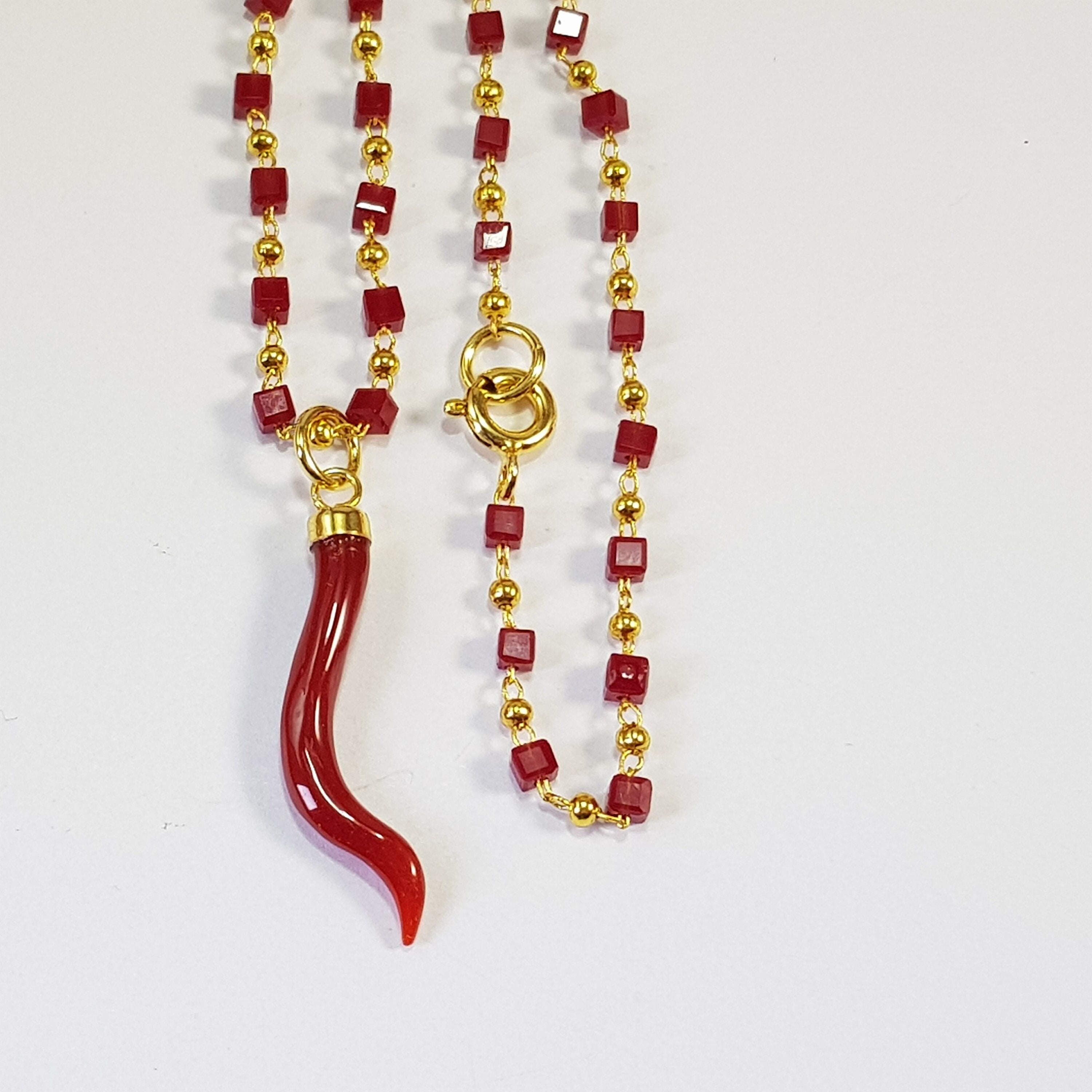 Red Coral Horn Necklace Pendant Dark red coral Amulet Italy Man Jewels Cornicello Woman Italian Gift Genuine NO BAMBOO Certificate