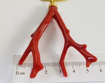 Red Coral Big Branch Pendant Mediterranean AAA Quality Italian Koraal  Corail Anniversary Gift  Not Dyed (NO-BAMBOO) Certificate