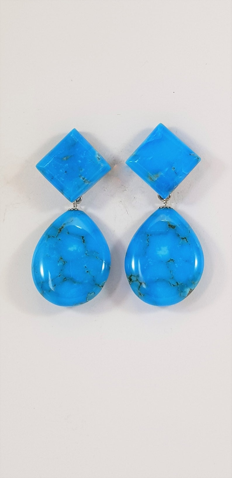 Earrings Turquoise,Arizona Genuine MieleCorals Italian Jewelery Dangle Boucles d/'Oreilles Natural turquoise Mother/'s Day Not dyed