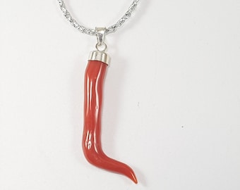 Big Red Coral Horn Rough Italian Coral Mielecorals Cornicello Good luck (NO-BAMBOO) Not dyed Certificate