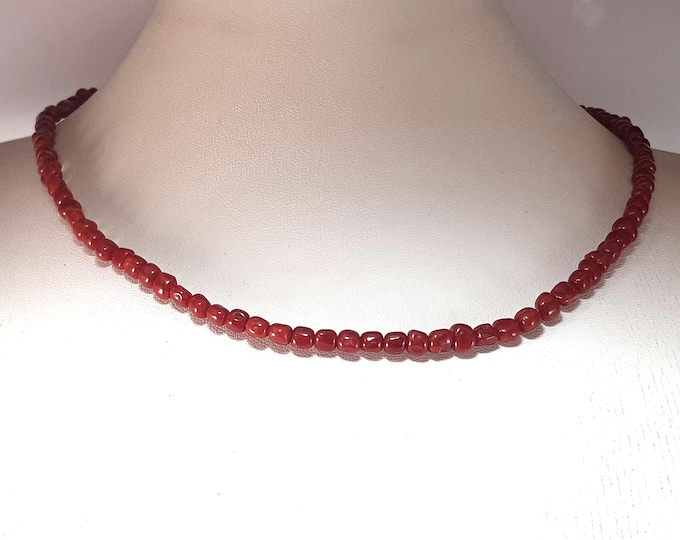 Extra Dark Red Coral Necklace Mediterranean AAA Italian MieleCorals Italian Jewelery Koraal Genuine Full Bodied Not Dyed Certificate