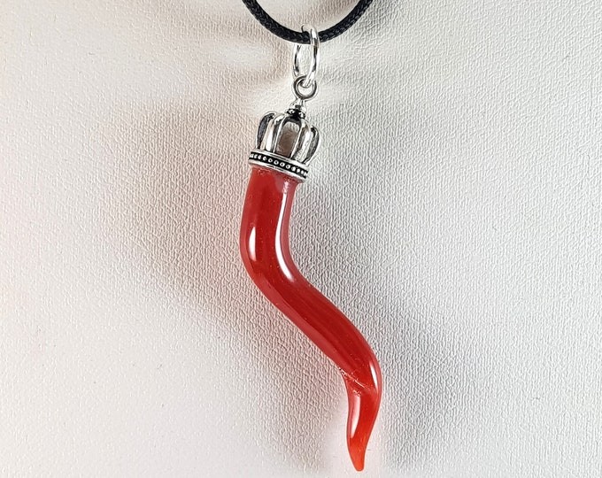Big Horn Rough Red Coral Pendant Mediterranean Amulet Cornicello Italian Accessory Pendetif Corail Rouge (NO-BAMBOO) Certificate
