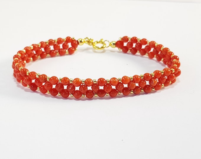 Red Coral Bracelet  Mediterranean  Coral Italian Corail Rouge Koraal Genuine Not dyed (NO BAMBOO) Certificate