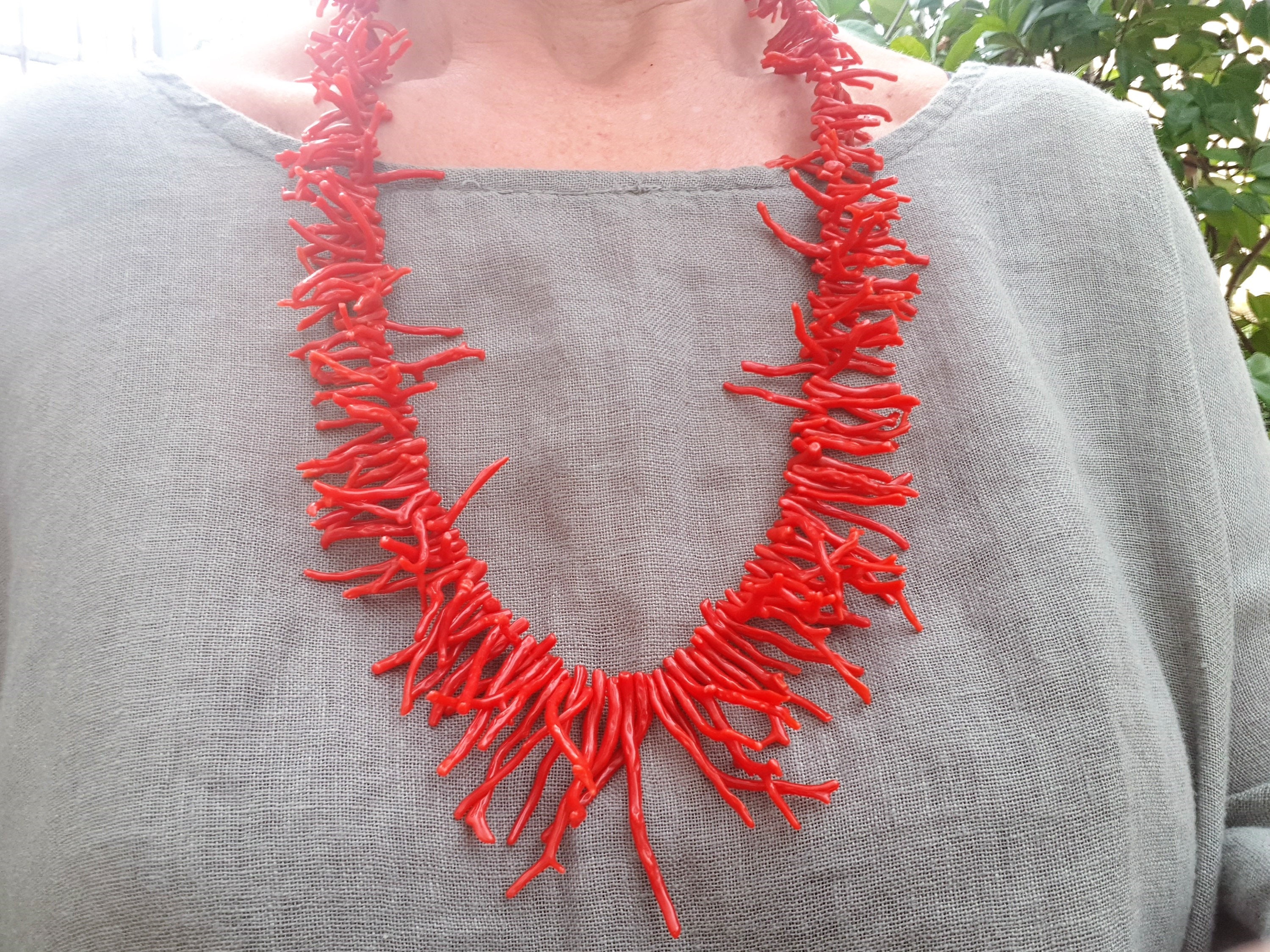 Three Pieces Genuine Italian Sardinian Branch Coral Natural Red Beads