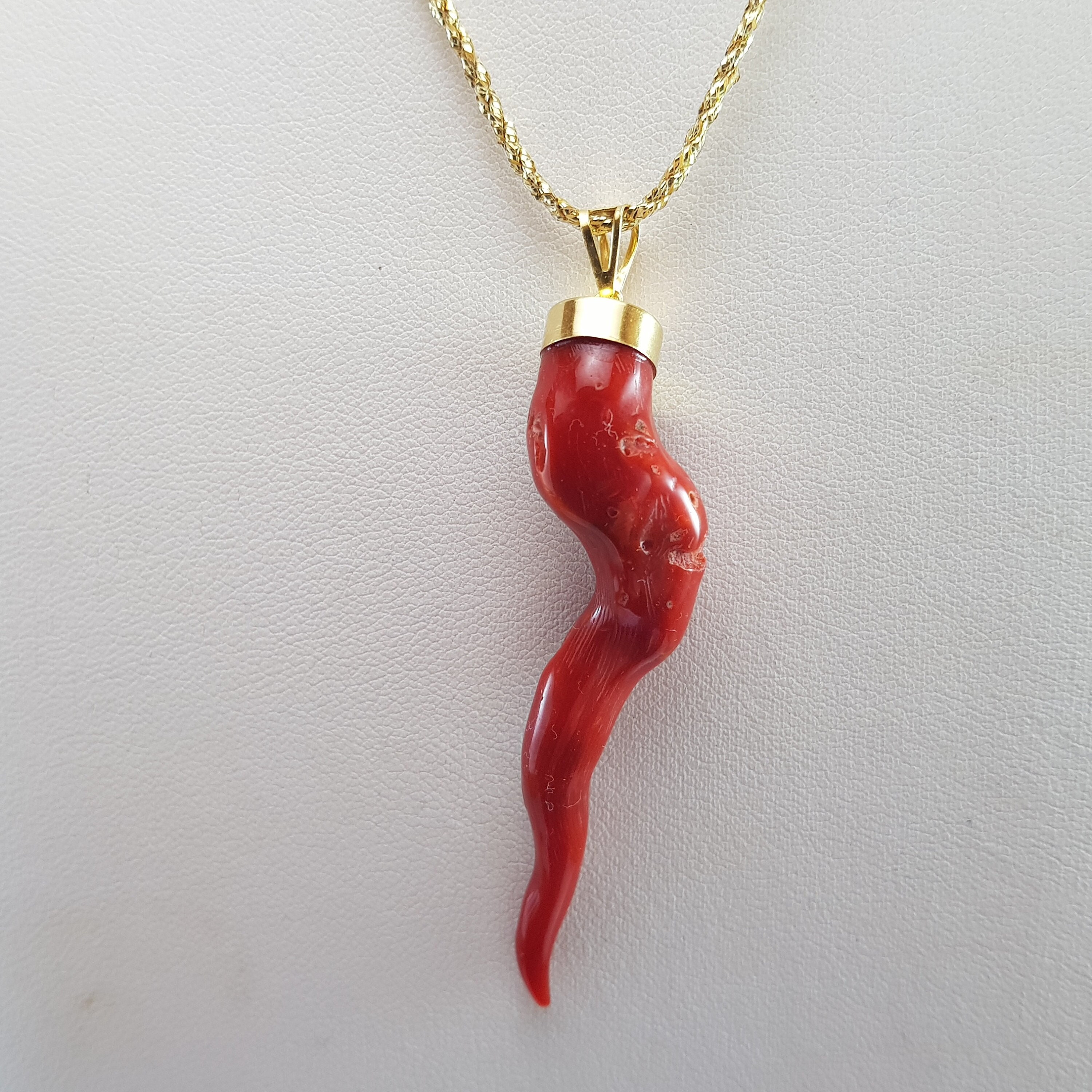 Big Dark Red Coral Horn Rough Italian Coral Mielecorals Cornicello