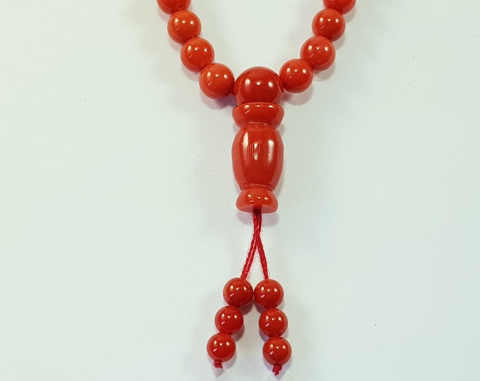 Pre-Order Precious Mala Beads Necklace Red Coral 5mm AAA First Quality 108 beads  Italian Coral Jewelry Not Dyed (NO-BAMBOO) Certificate