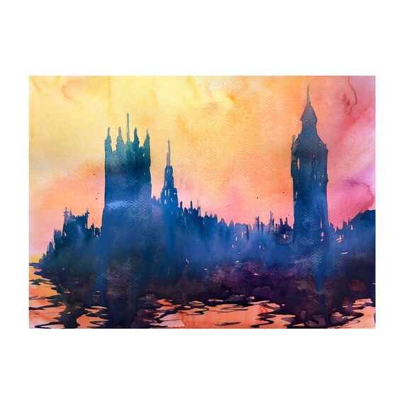 LONDON paliament painting | Watercolor Painting  | Landscape painting | london painting, Original painting | london art | watercolor london