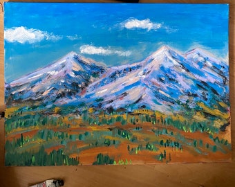 Grande toile, oeuvre d'art murale énorme, peinture de montagne, peinture de montagnes, peinture à l'huile, peinture acrylique, peinture de montagne, grande toile,