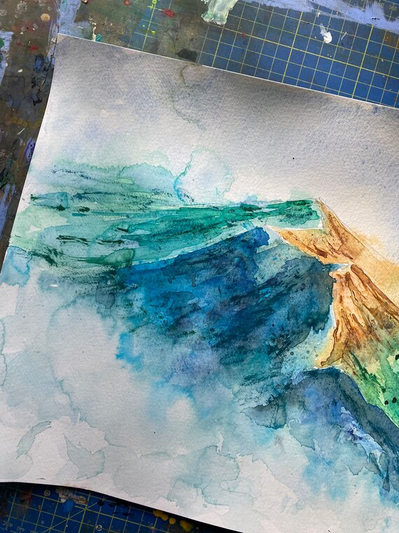 Using Masking Fluid in a Technical Pen - Geometric Mountain Watercolor  Painting 