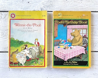 Children&#39;s Books Vintage Winnie the Pooh and Pooh&#39;s Birthday Book Illustrations