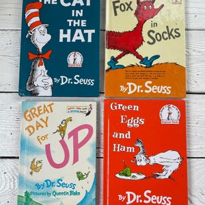 Kinderbücher von Dr. Seuss Vintage Kids Classic Illustrierte Grüne Eier Ham Cat in Hat Fox Socken