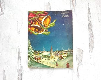 Vintage Christmas Book Religious Christian Songs Poems Stories Color Illustrations