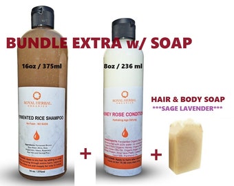 16oz Shampoo | 8ozCONDITIONER | Sage Lavender Soap | FREE Shipping | Bundle Kit| Organic Hair & BodyCare, Award Winning