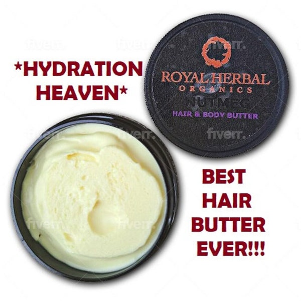 4oz NUTMEG Hair Butter | No Air- No Heat Folded Hair Body Butter | Sal & Mowrah Butters |Extreme Hydration |