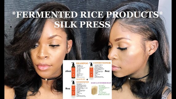 Fermented Rice Product for Silk Presses | 16oz Shampoo | 8oz Conditioner | 8 oz Leave In Conditioner |Sage Lavender Soap |Award Winning