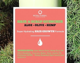 16oz Hair GROWTH Quencher with Aloe , Hemp and Olive | Decoction Method | Hair Food Moisturizer | Helps Alopecia | Detangler | Hair Growth