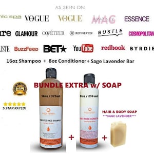 16oz Shampoo 8ozCONDITIONER Sage Lavender Soap Starter Kit Bundle Kit Organic Hair & BodyCare, Award Winning Detox FREE Shipping image 1
