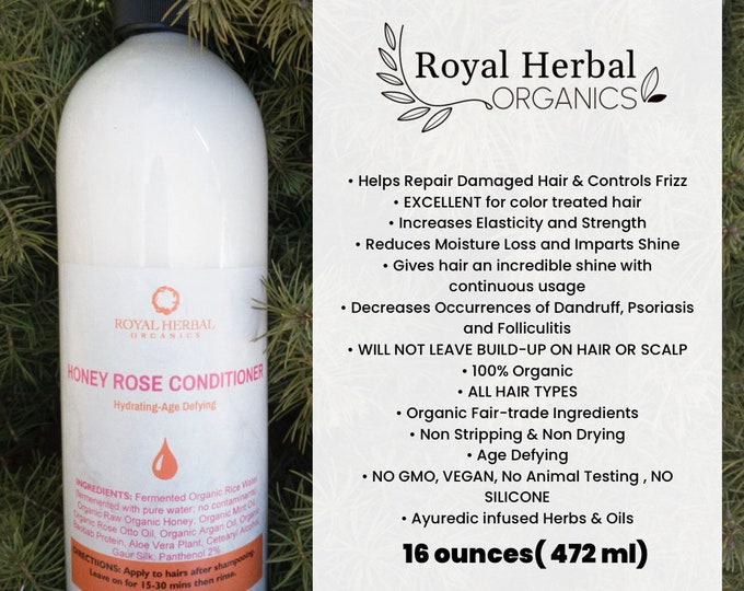 16 oz CONDITIONER Honey  ROSE OTTO Large | Color Vibrancy-No Fading| Professional Formula | Anti-Frizz | Hair Renew & Restore