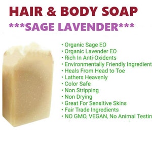 16oz Shampoo 8ozCONDITIONER Sage Lavender Soap Starter Kit Bundle Kit Organic Hair & BodyCare, Award Winning Detox FREE Shipping Bild 4