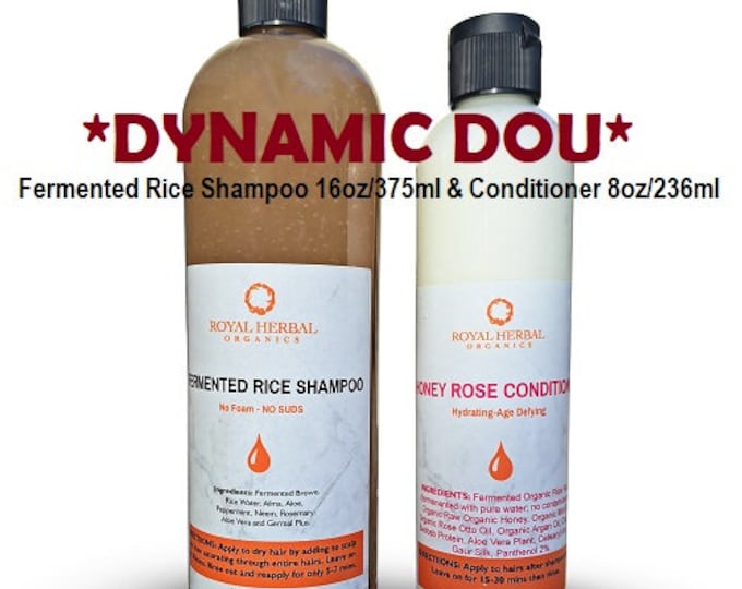 16oz Fermented Rice Shampoo & 8oz Honey Mint "AUTHENTIC Rose Otto "CONDITIONER |FREE Shipping |Bundle Package |Award Winning