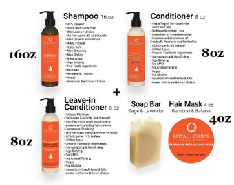 Fermented Rice Shampoo + Rose Otto Conditioner 8oz + Sage Lavender Soap + Argan Prickly Pear Leave In Conditioner + Bamboo Batana Mask 4oz