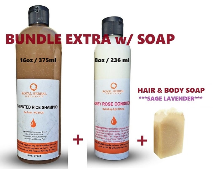16oz Shampoo | 8ozCONDITIONER | Sage Lavender Soap | FREE Shipping | Bundle Kit| Organic Hair & BodyCare, Award Winning Detox  Hair Care