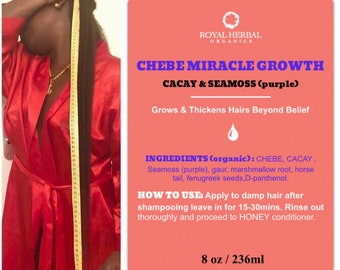 Chava CHEBE Miracle Growth Potion 8oz | Fast Growing Hairs | Thick Hairs | Organic Hair Treatment | Cacay Oil | Seamoss