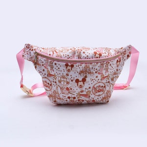 Large Sized Magical Parks Inspired in Pink Nylon Fanny Style Crossbody Sling Bag