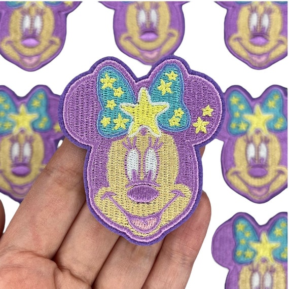 Small Lavender Star Ms. Mouse Head 3M Adhesive Embroidered Patch