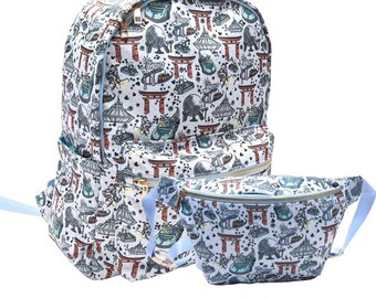 Blue Parks Rucksack & Bauchtasche, Wasserabweisendes Nylon