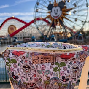 Large Sized CA Adventures Theme Park Inspired in Nylon Fanny Style Crossbody Sling Bag