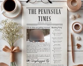 Personalized Wedding Day Program & Guest Guide | Editable Canva Bi-Fold Template