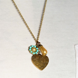 Vintage Inspired Gold Charm Necklace