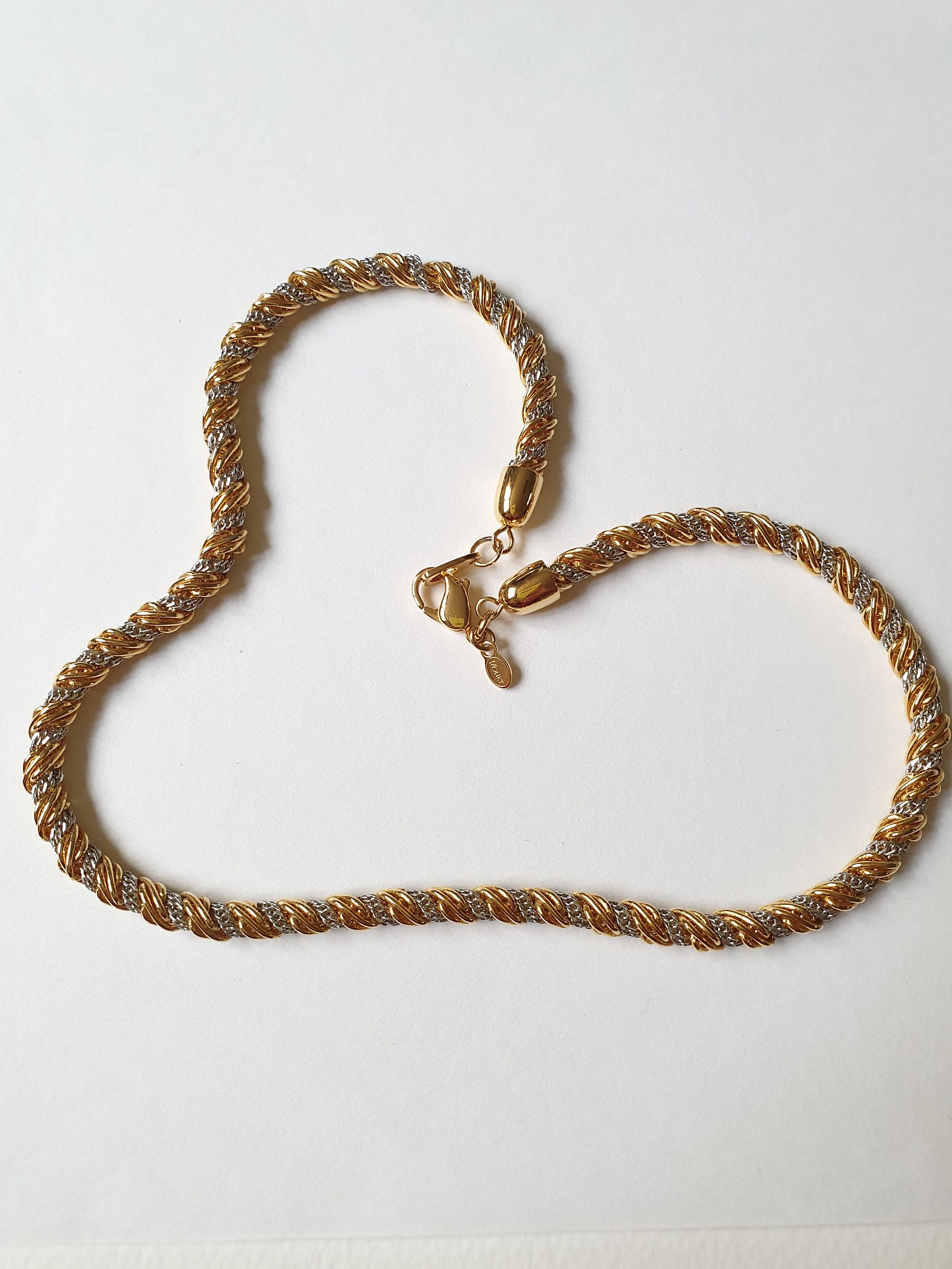 Vintage Twisted Gold & Silver Chain Rope Necklace 1980s Etsy