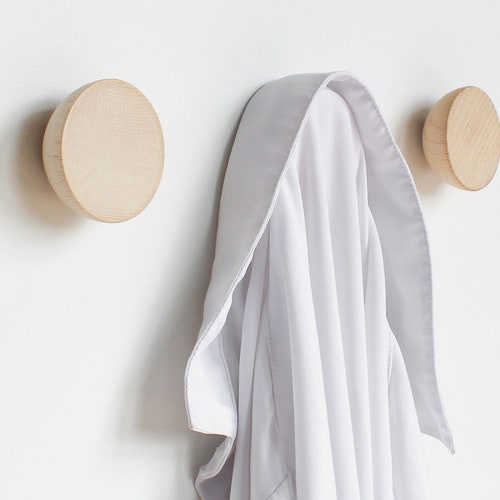 Round Beech Wood & Ceramic Wall Mounted Coat Hook / Knob Etsy