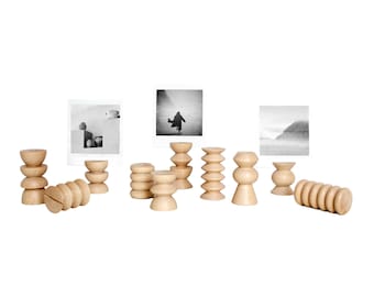 Wooden Instant Photo/Card Stands — Full Totem Family Set of 10 (USA Stock)