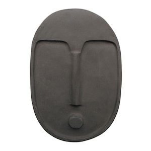 Ceramic Wall Mask - Modern Decorative Art Hanging - Anthracite Grey