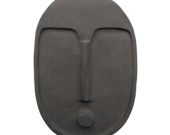 Ceramic Wall Mask - Modern Decorative Art Hanging - Anthracite Grey
