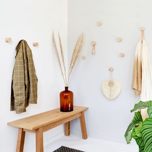 Set of Hooks Round Beech Wood Coat Hook / Knob / Handle / Pull Modern Wood Hanger image 4