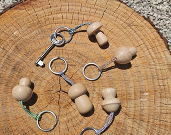Handmade Wooden Mushroom Keychain, Beech Wood Bag Charm, Cottagecore Gift Made in Portugal
