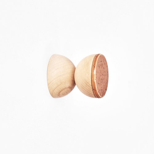 Round Beech Wood & Ceramic Wall Mounted Coat Hook / Knob Etsy