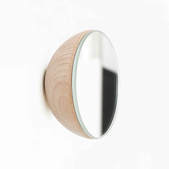 Round Beech Wood Mirror Wall Hook Etsy